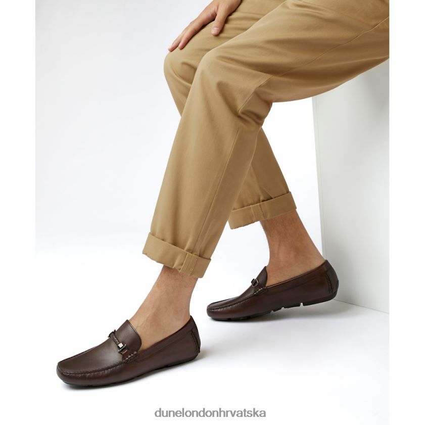 muškarci driver mokasine s tkanim rubom Dune London H2BDNP751 svjetionici tamno smeđa