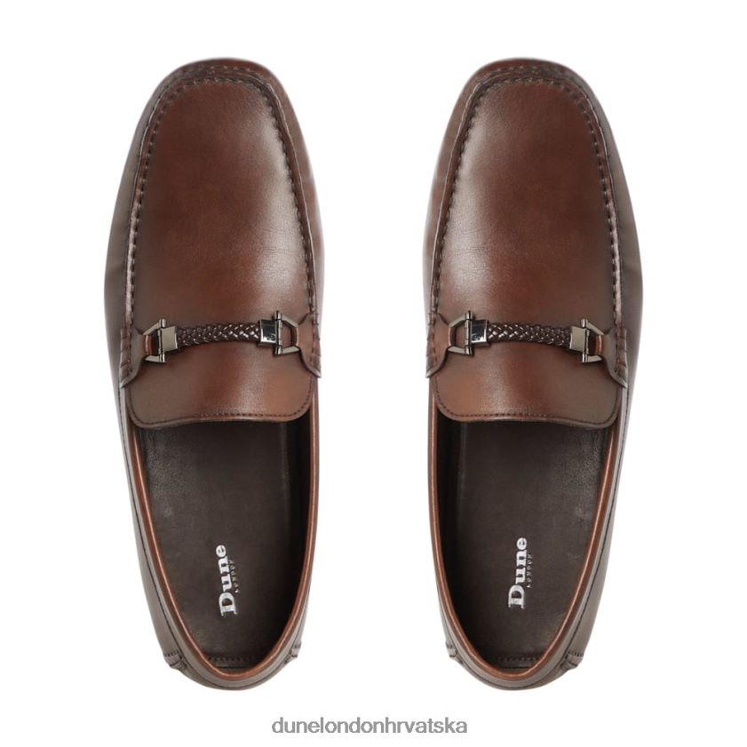 muškarci driver mokasine s tkanim rubom Dune London H2BDNP751 svjetionici tamno smeđa