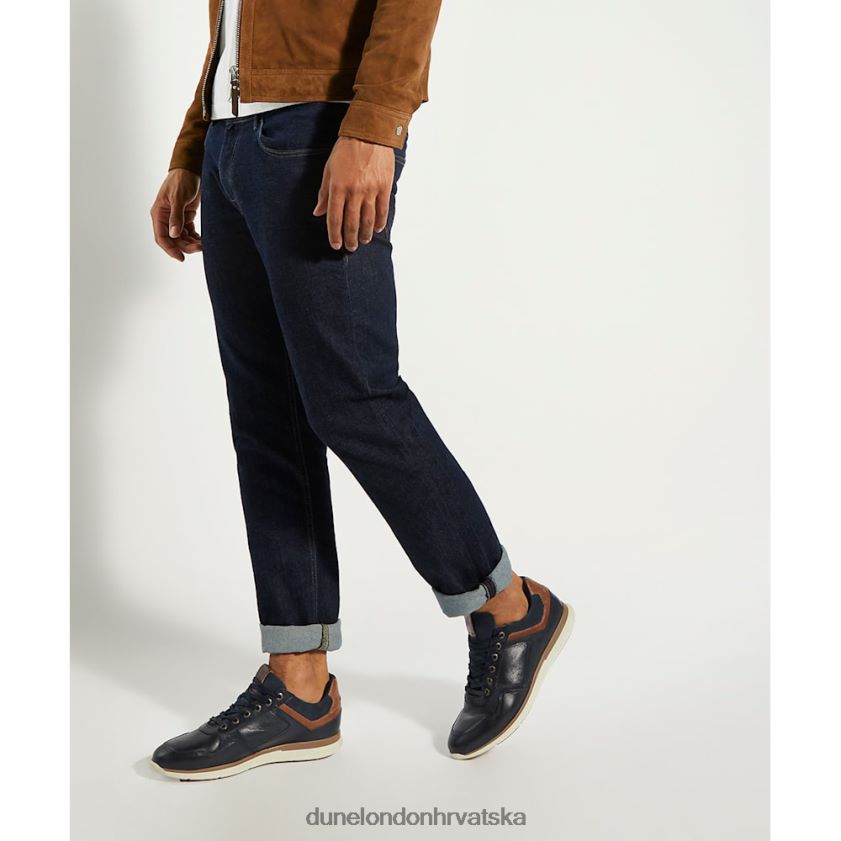 muškarci kožne tenisice na vezanje Dune London H2BDNP706 u trendu mornarica