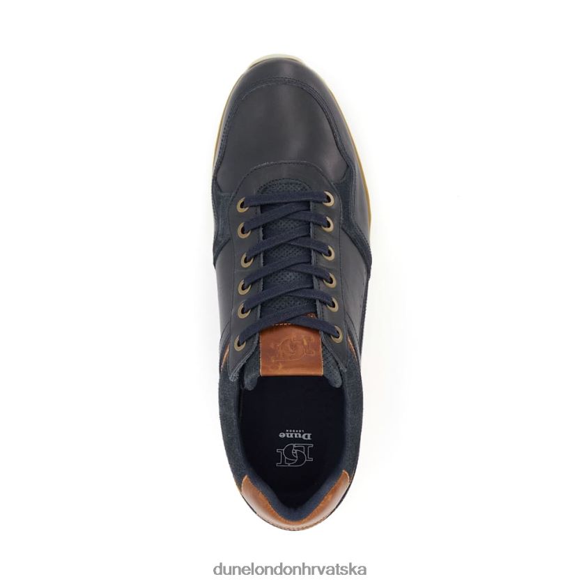 muškarci kožne tenisice na vezanje Dune London H2BDNP706 u trendu mornarica