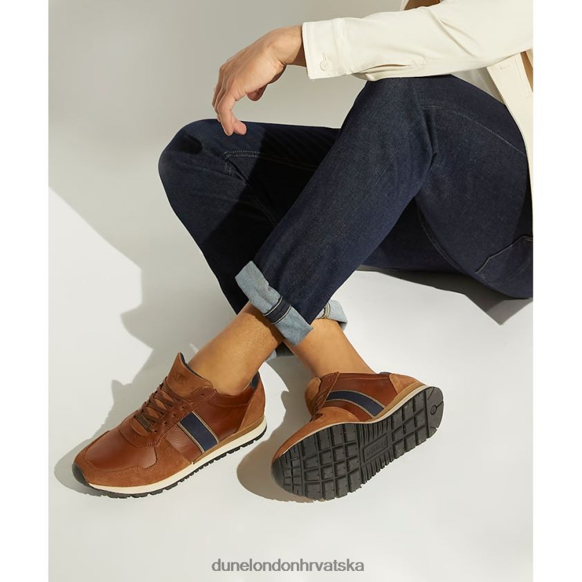 muškarci kožne tenisice s prugastim detaljima Dune London H2BDNP707 staza tamna preplanulost