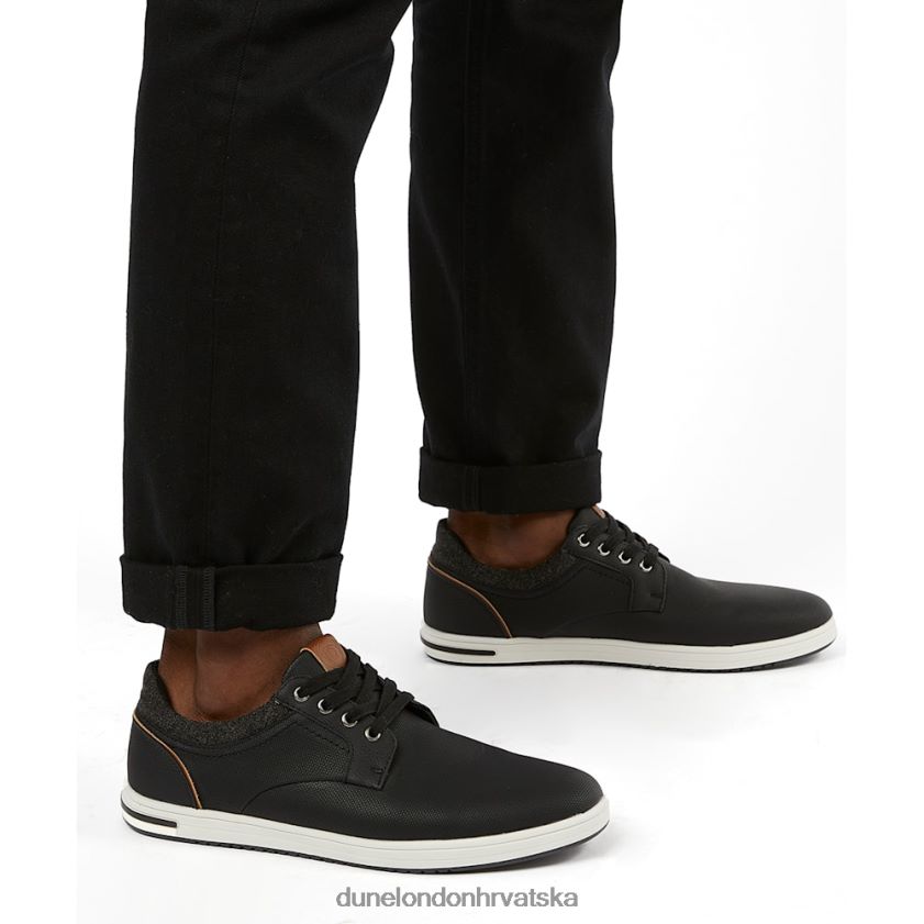 muškarci teksturirane tenisice na vezanje Dune London H2BDNP754 putovanje crno