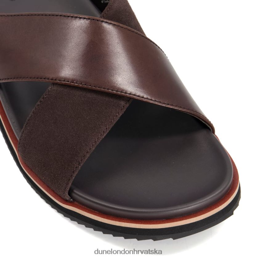 muškarci kožne sandale s ukrštenim remenom Dune London H2BDNP803 itta smeđa