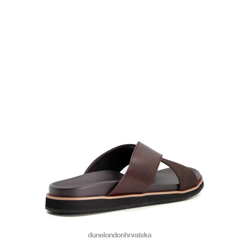 muškarci kožne sandale s ukrštenim remenom Dune London H2BDNP803 itta smeđa