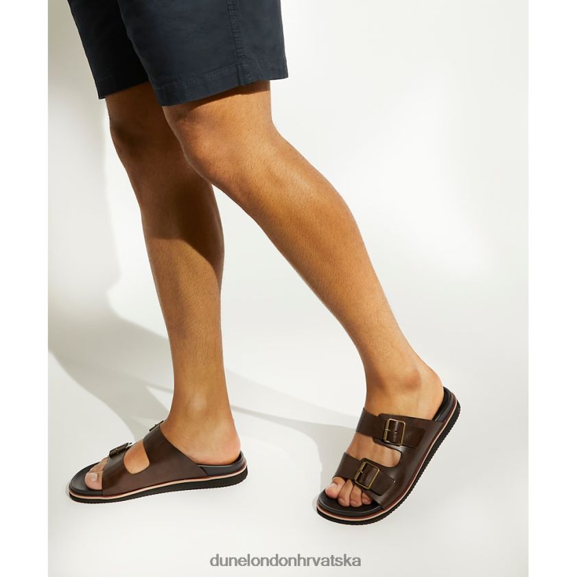 muškarci ležerne kožne sandale s kopčom Dune London H2BDNP784 itare smeđa