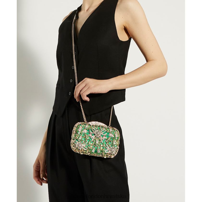 žene diamante-detail saten box spojka Dune London H2BDNP41 berkeley zelena