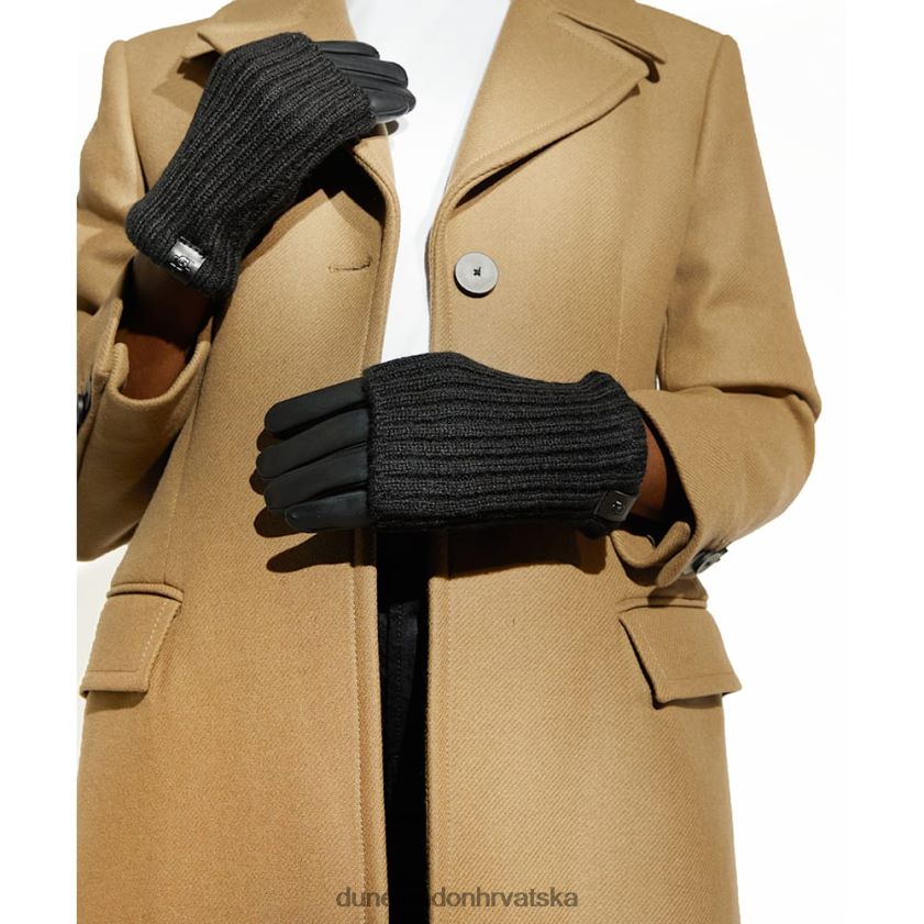 žene kožne rukavice s pletenim obrubom Dune London H2BDNP284 Inessa crno