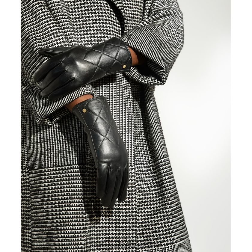 žene prošivene kožne rukavice Dune London H2BDNP281 inalla crno