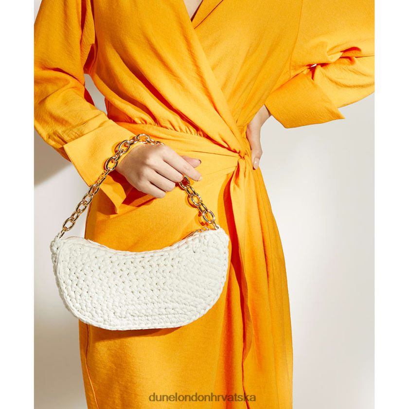 žene mala torba za preko ramena od rafije s lančićima Dune London H2BDNP141 dammi bijela
