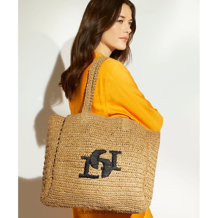 žene velika dd-interlock torba od rafije Dune London H2BDNP84 zanošenja prirodni