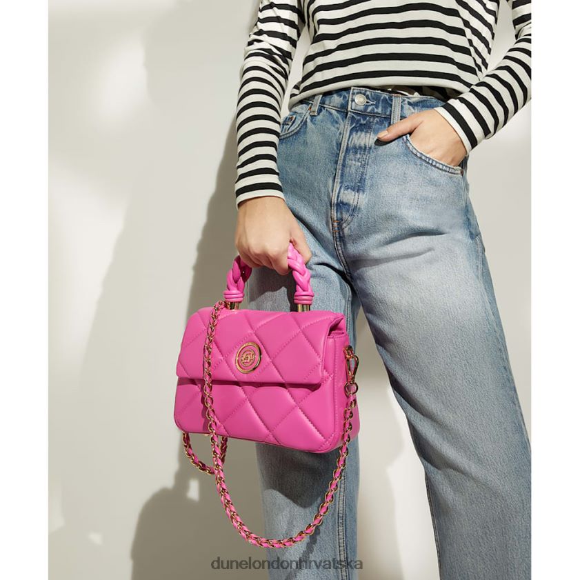 žene mala pletena prošivena torba s ručkom na vrhu Dune London H2BDNP182 vojvotkinja str fuksija