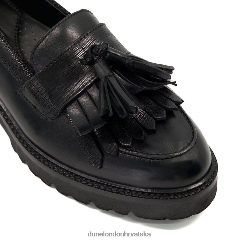 žene mokasinke obrubljene kožom Dune London H2BDNP326 čuvar crno