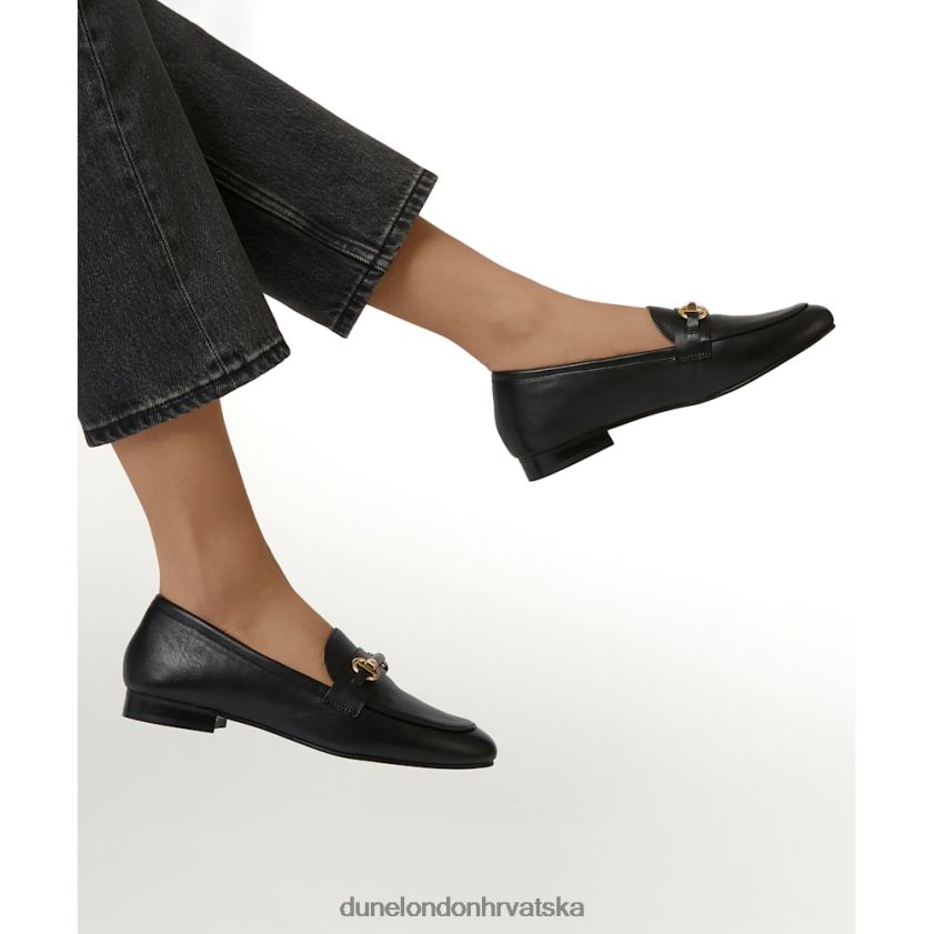 žene mokasinke s kožnim metalnim obrubom Dune London H2BDNP620 salaš crno