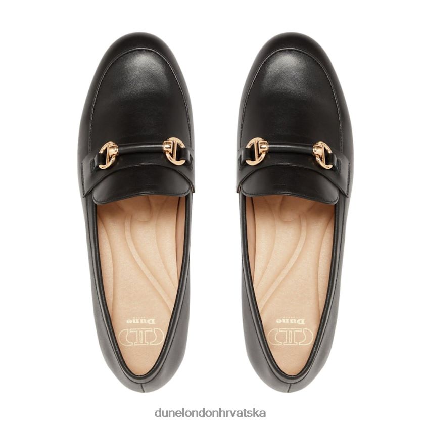 žene mokasinke s kožnim metalnim obrubom Dune London H2BDNP620 salaš crno