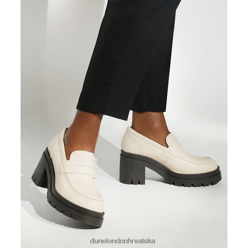 žene kožne mokasine s blok petom Dune London H2BDNP272 uzemljen ekru