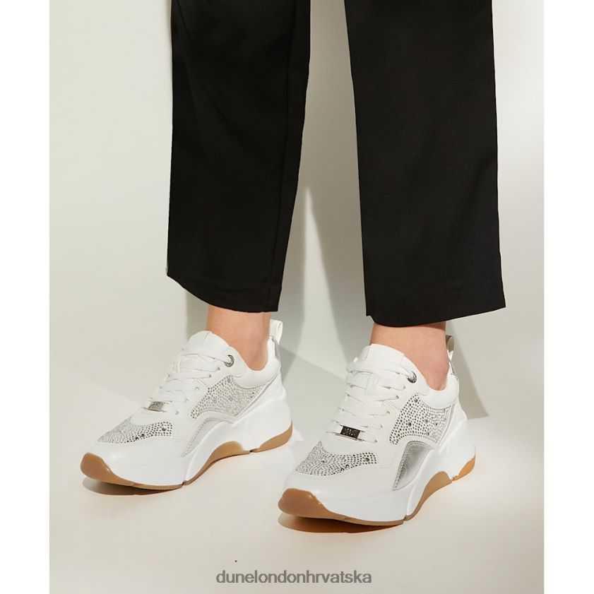 žene diamante zdepaste tenisice na vezanje Dune London H2BDNP221 željno bijela