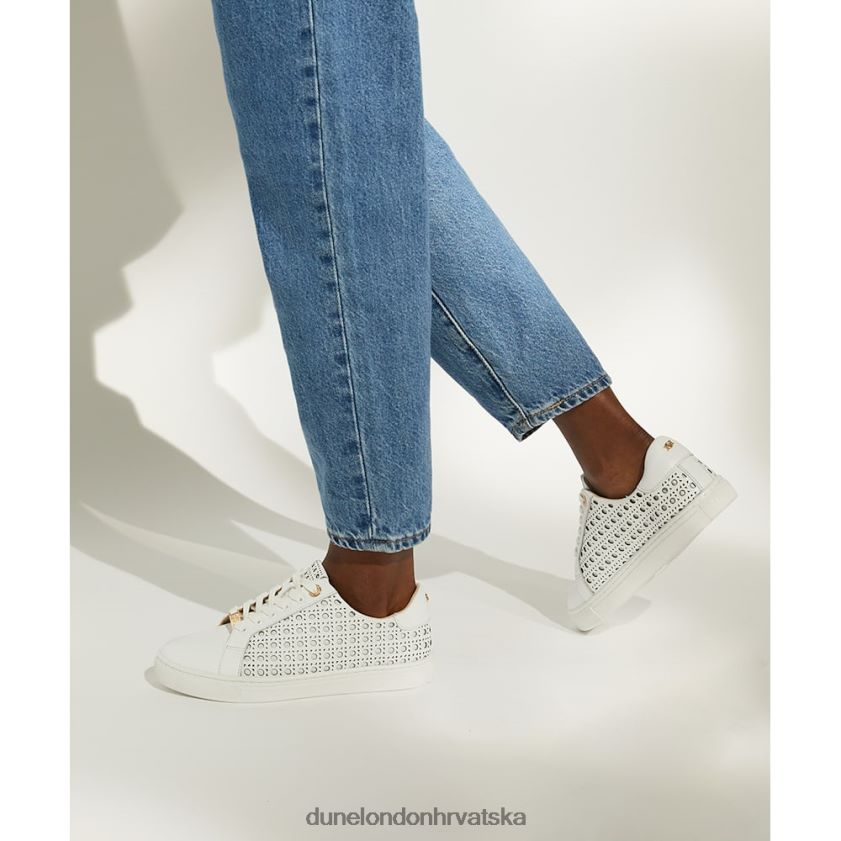 žene laserski izrezane kožne tenisice Dune London H2BDNP481 olakšati bijela