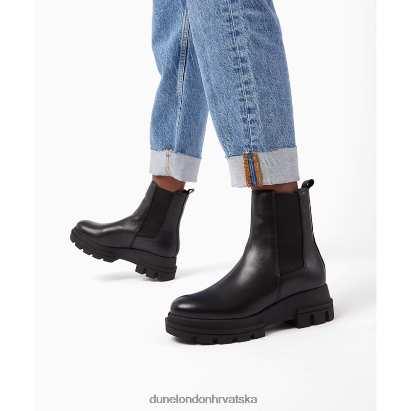 žene kožne chelsea čizme s debelim potplatom Dune London H2BDNP378 dokazane crno