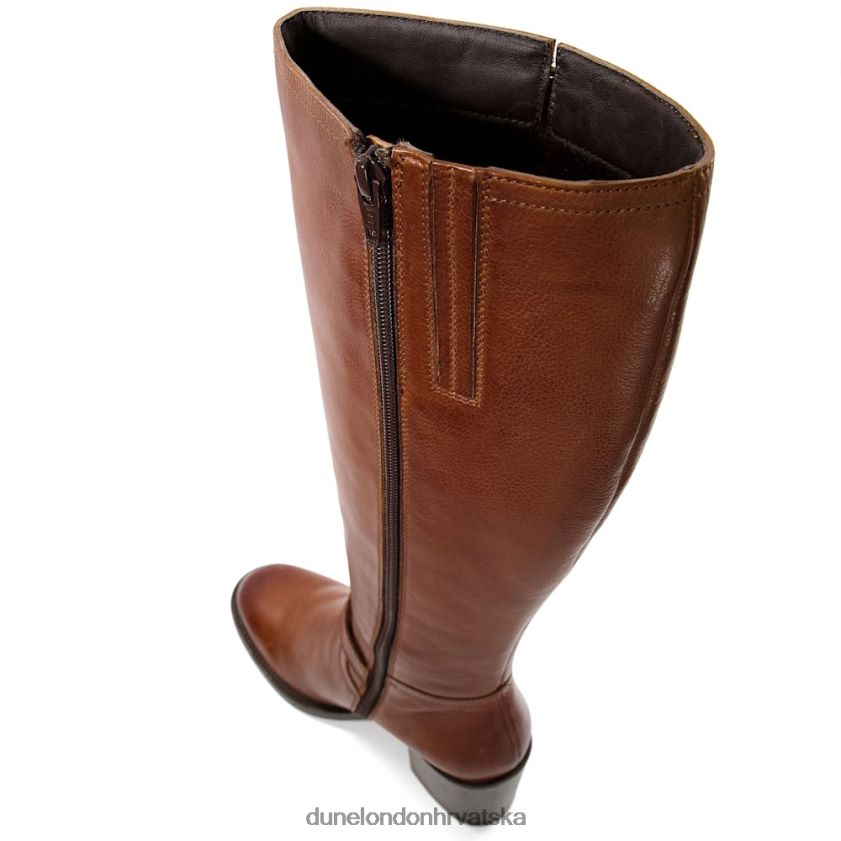 žene čizme do koljena na petu s kožnom kopčom Dune London H2BDNP298 trelise preplanuli ten