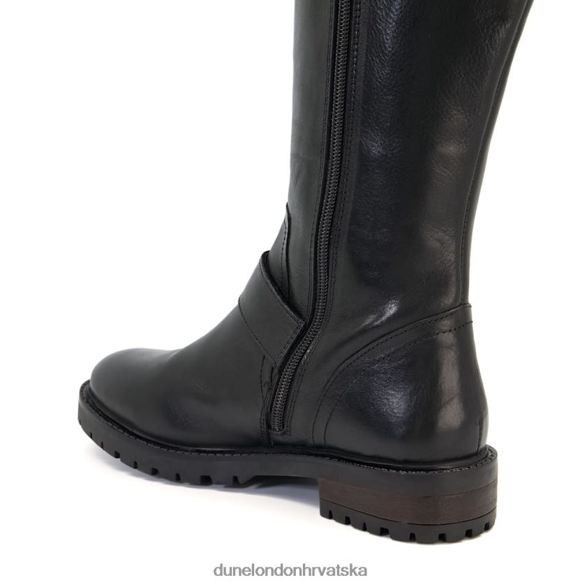 žene čizme visoke do koljena s kopčom Dune London H2BDNP648 Trafalgar crno
