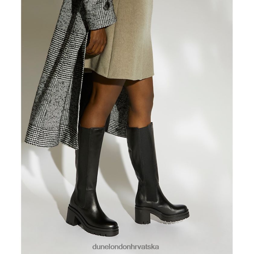 žene kožne čizme s blok petom do koljena Dune London H2BDNP311 vrijeme crno