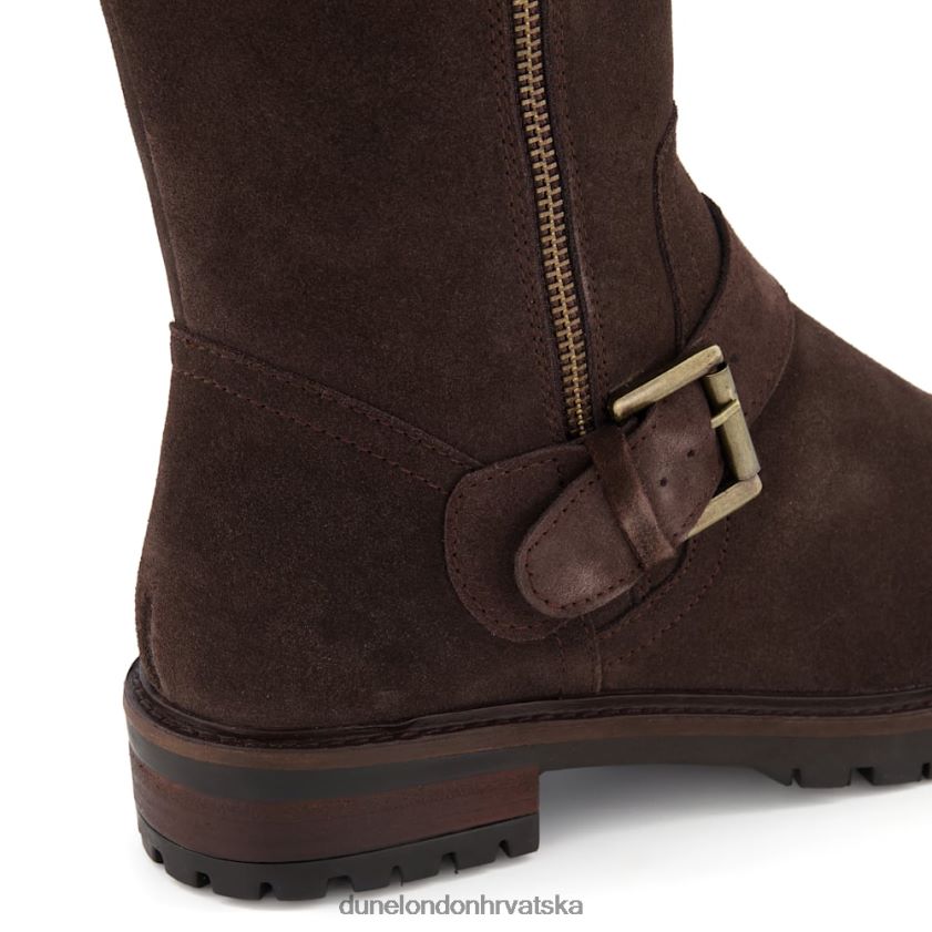 žene ravne čizme do koljena s patentnim zatvaračem Dune London H2BDNP516 Trafalgar smeđa