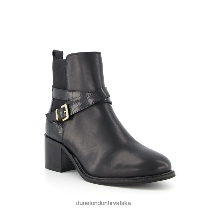 žene čizme s remenom za gležnjeve s blok petom Dune London H2BDNP368 pjesnik crno