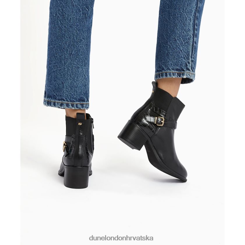 žene čizme s remenom za gležnjeve s blok petom Dune London H2BDNP368 pjesnik crno