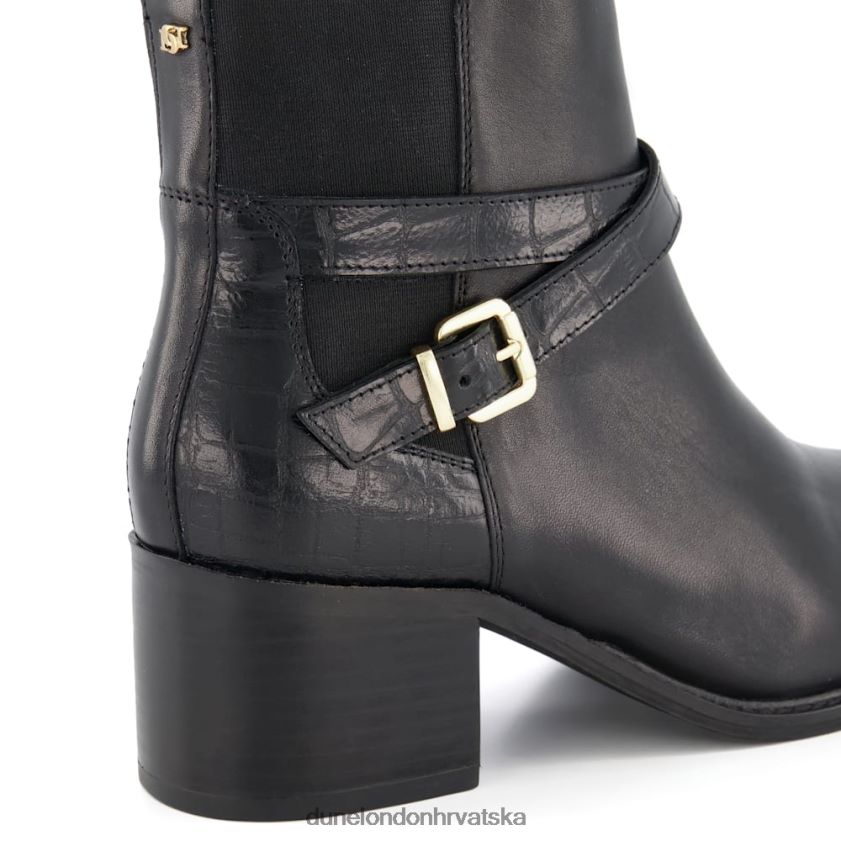 žene čizme s remenom za gležnjeve s blok petom Dune London H2BDNP368 pjesnik crno