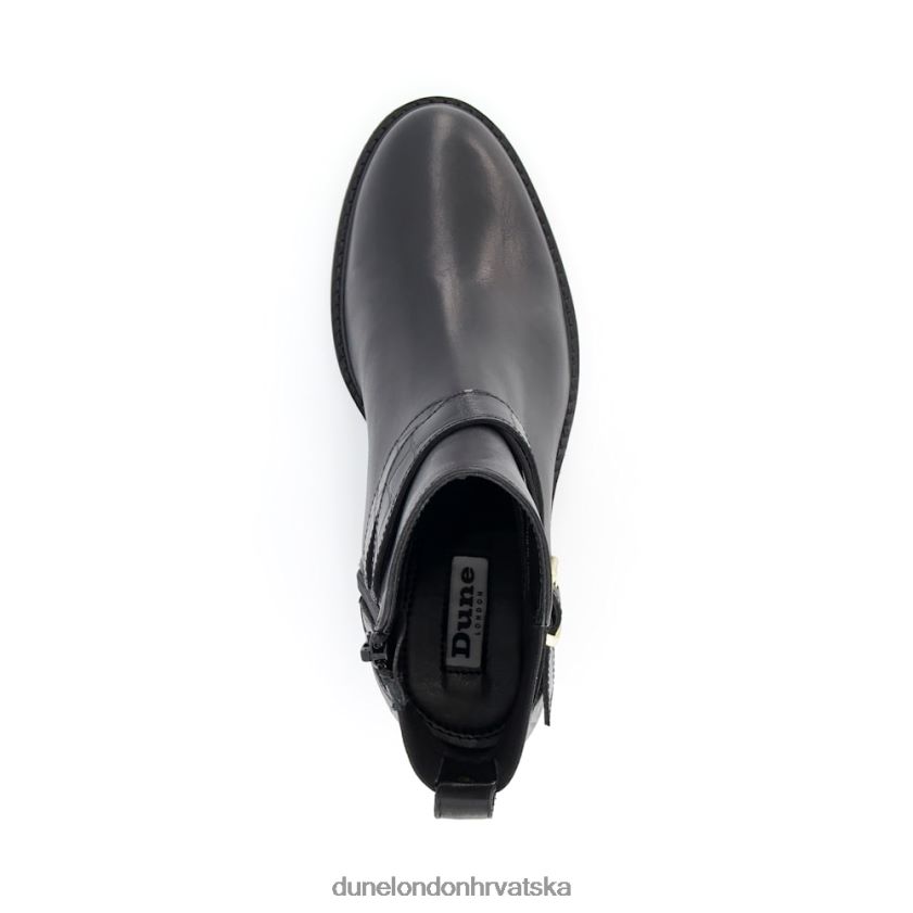 žene čizme s remenom za gležnjeve s blok petom Dune London H2BDNP368 pjesnik crno