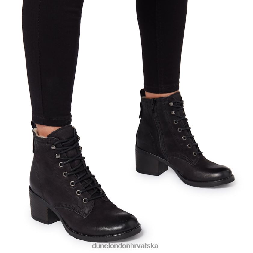 žene podstavljene kožne gležnjače s blok petom Dune London H2BDNP414 patsie d crno