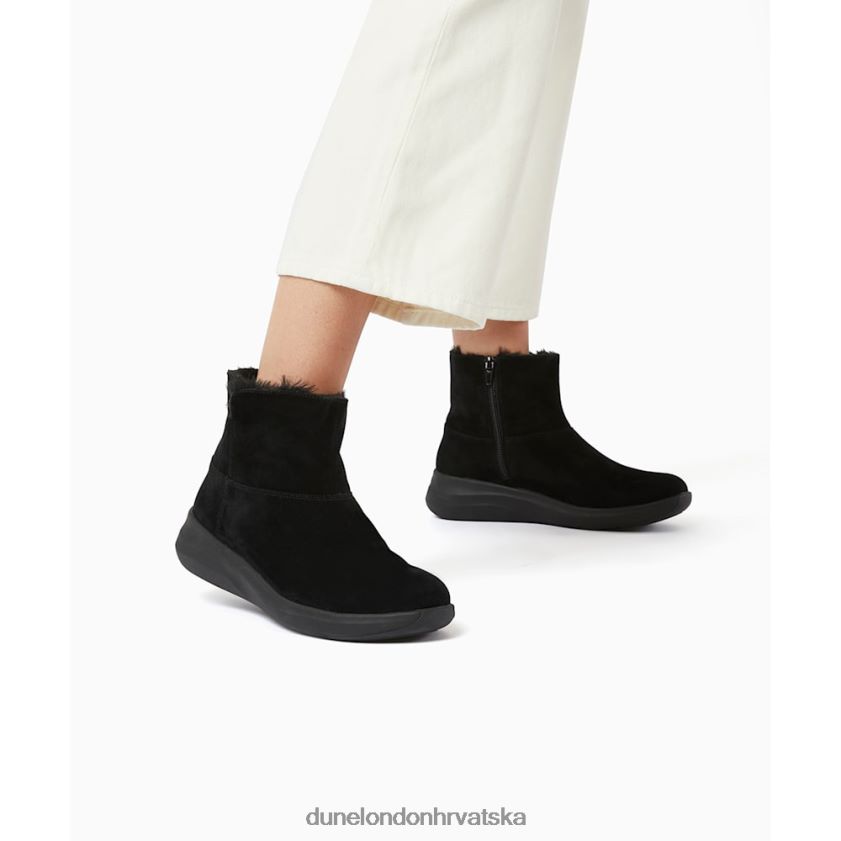 žene udobne gležnjače s podstavom od umjetnog krzna Dune London H2BDNP574 e tempo crno