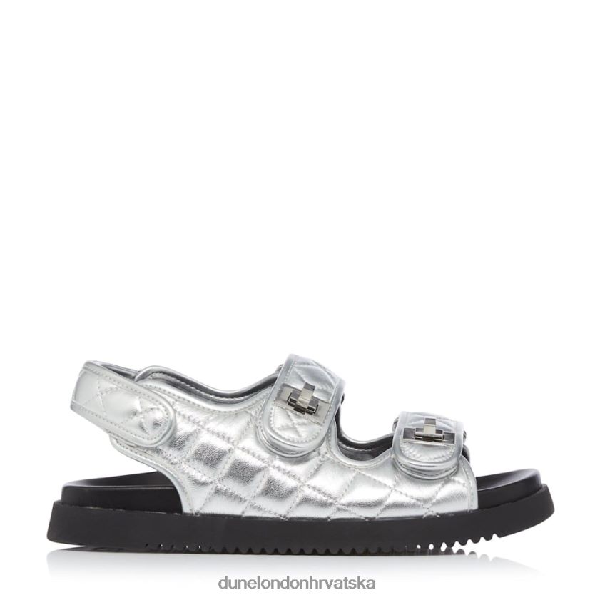 žene dvostruki remen turn lock ravne sandale Dune London H2BDNP428 lockstockk srebro