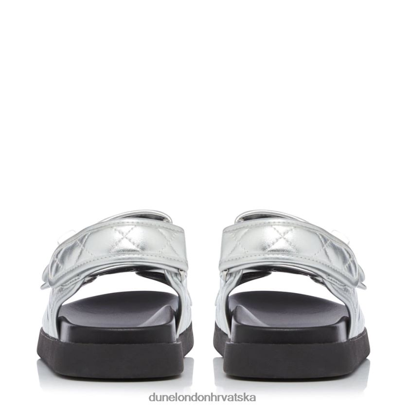 žene dvostruki remen turn lock ravne sandale Dune London H2BDNP428 lockstockk srebro