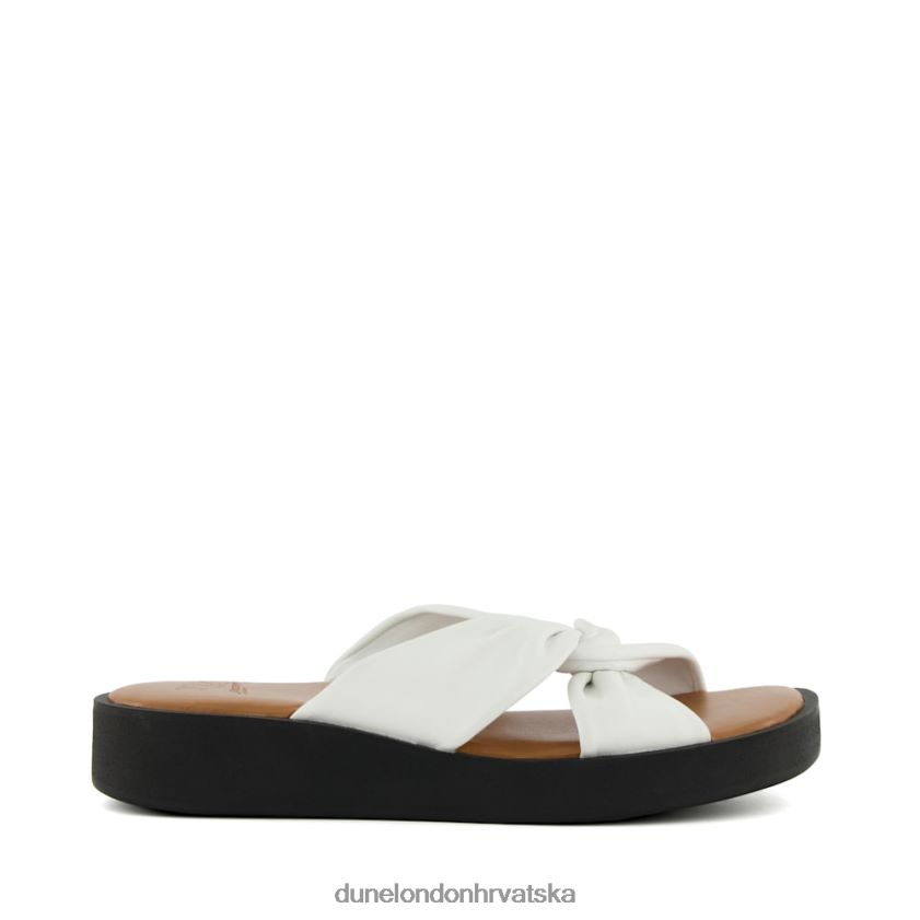 žene kožne sandale s remenom s čvorovima Dune London H2BDNP79 lizo bijela