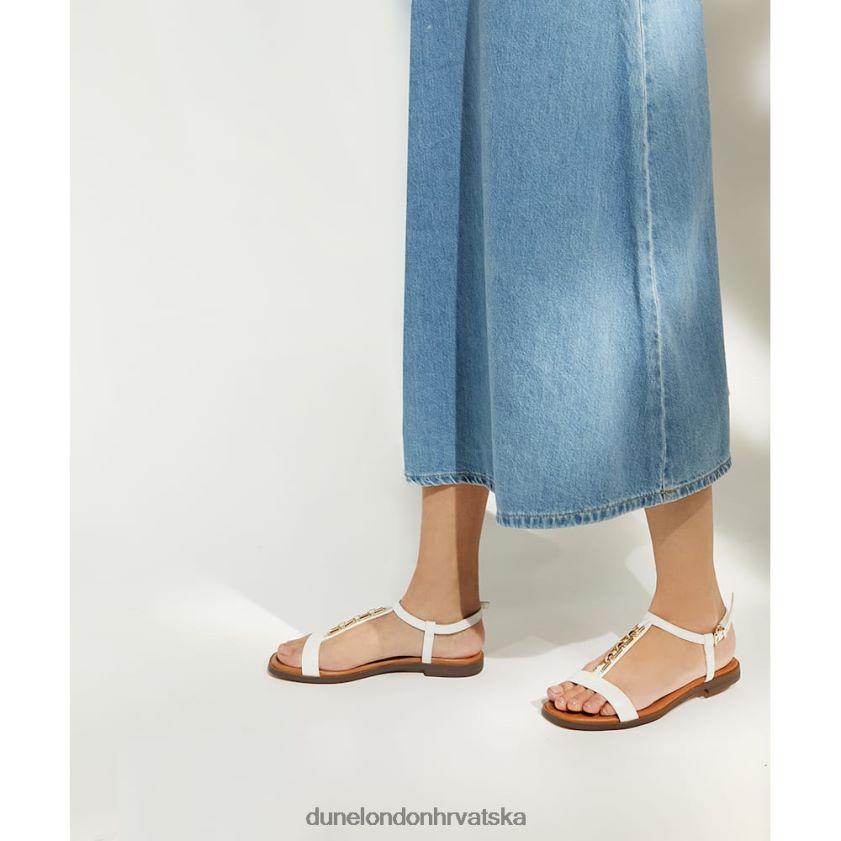 žene lančane ravne sandale s krok efektom Dune London H2BDNP101 lutrija bijela