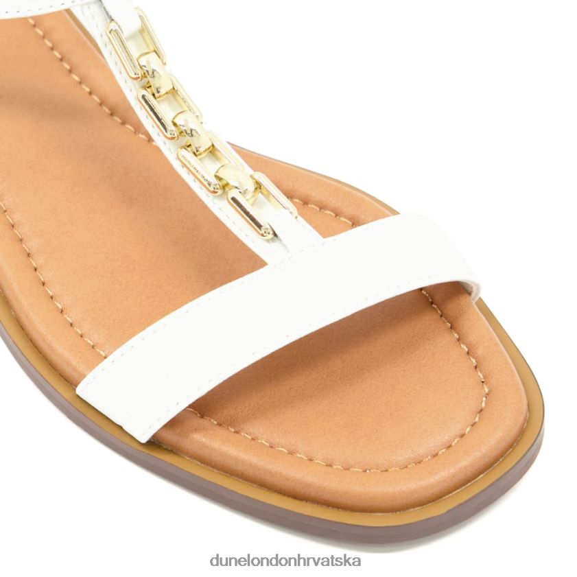 žene lančane ravne sandale s krok efektom Dune London H2BDNP101 lutrija bijela