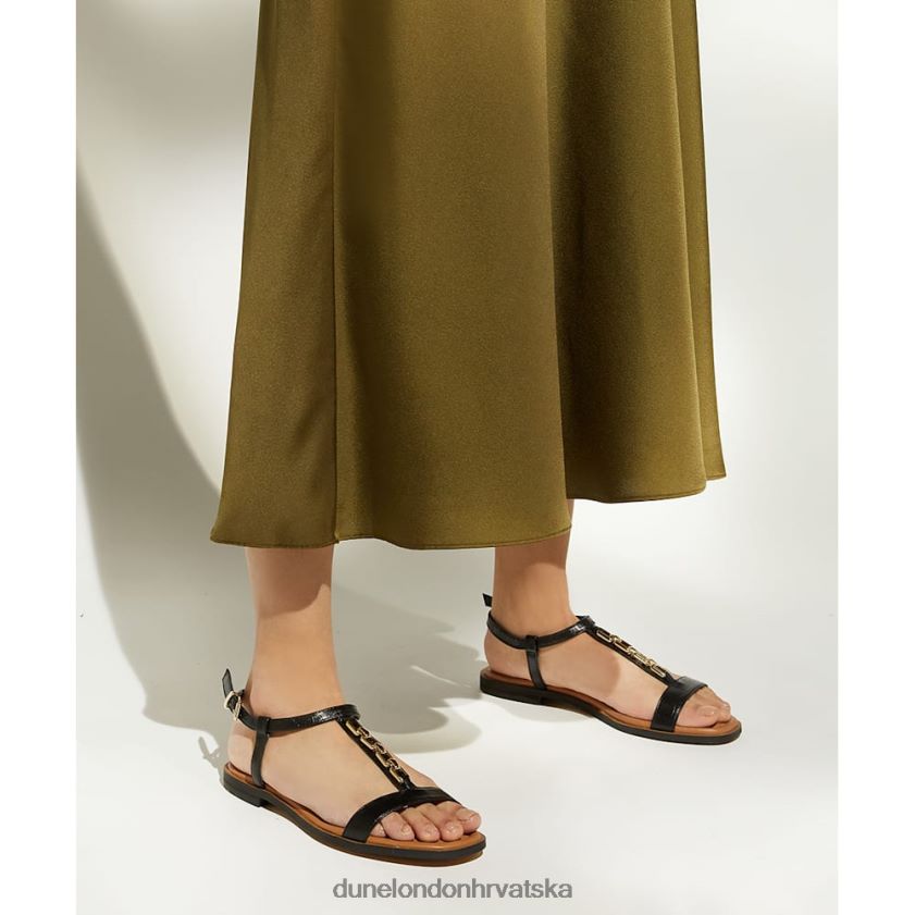 žene lančane ravne sandale s krok efektom Dune London H2BDNP456 lutrija crno