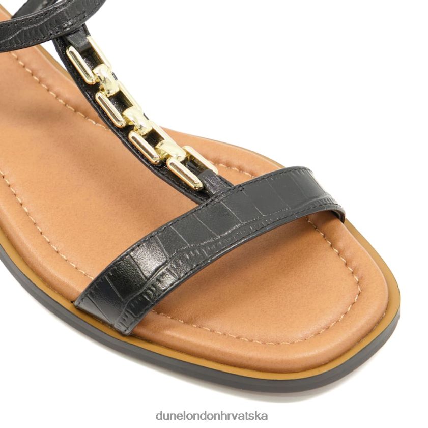 žene lančane ravne sandale s krok efektom Dune London H2BDNP456 lutrija crno