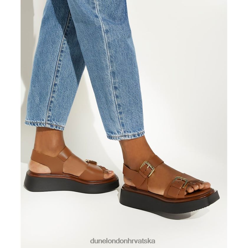 žene ležerne kožne sandale ravnog oblika Dune London H2BDNP675 loells preplanuli ten