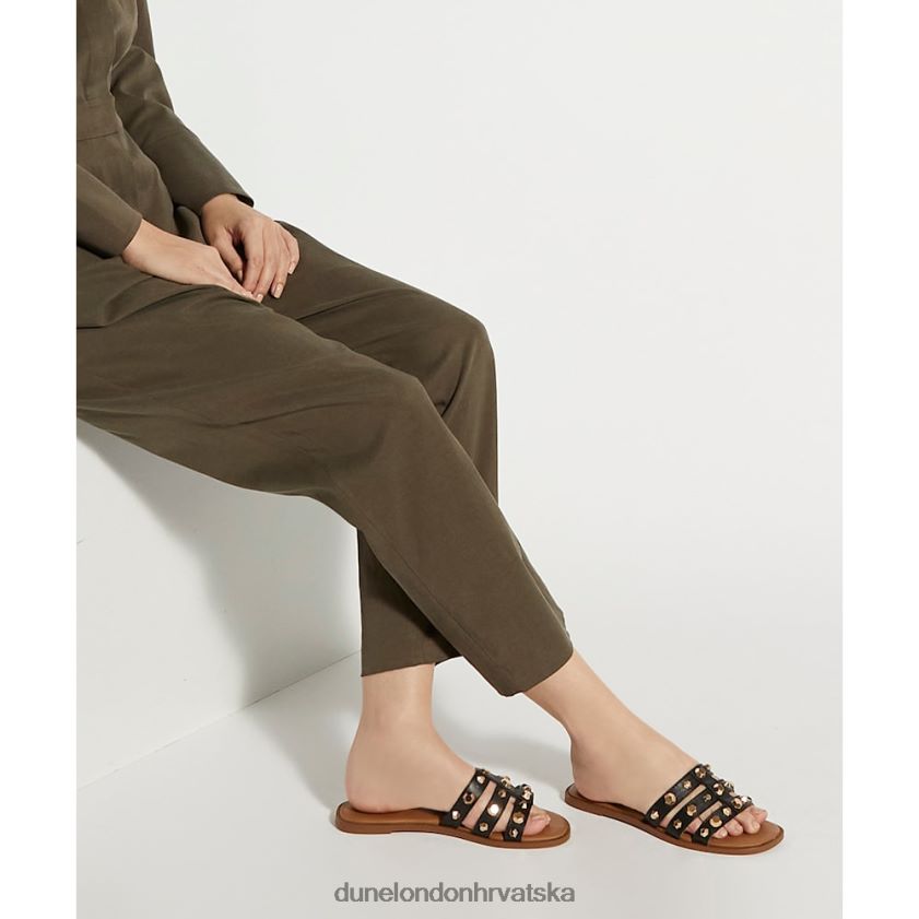 žene ravne kožne sandale s remenom Dune London H2BDNP52 malo crno