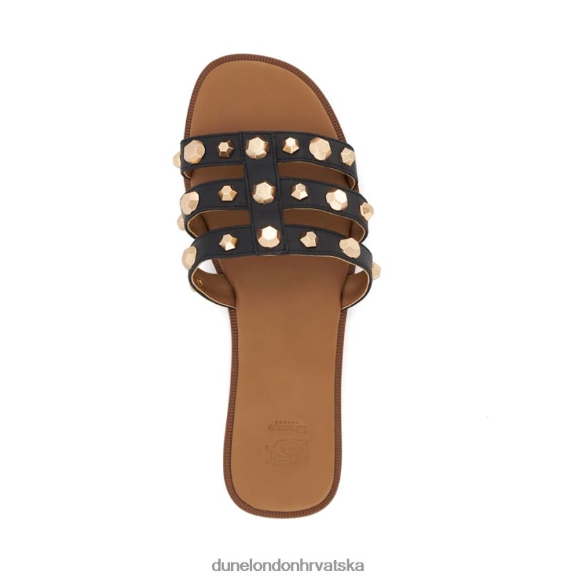 žene ravne kožne sandale s remenom Dune London H2BDNP52 malo crno