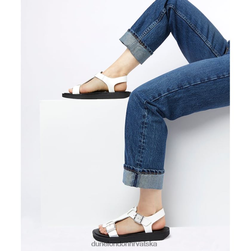 žene ravne sandale s debelim kopčama Dune London H2BDNP421 langlie bijela