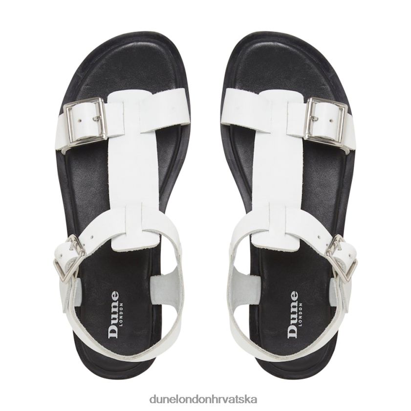 žene ravne sandale s debelim kopčama Dune London H2BDNP421 langlie bijela