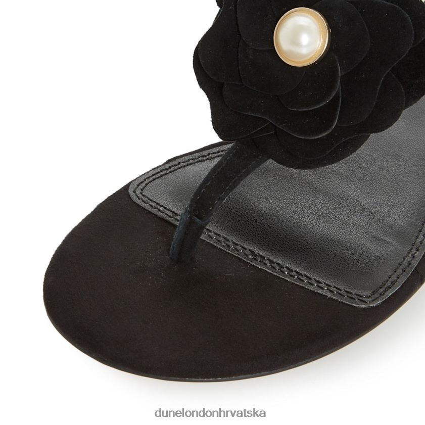 žene sandale s cvjetnim ukrasima na prstima Dune London H2BDNP671 nelle crno