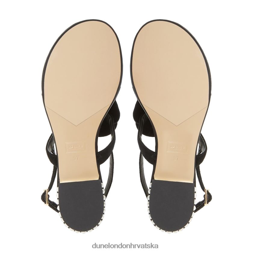 žene sandale s cvjetnim ukrasima na prstima Dune London H2BDNP671 nelle crno