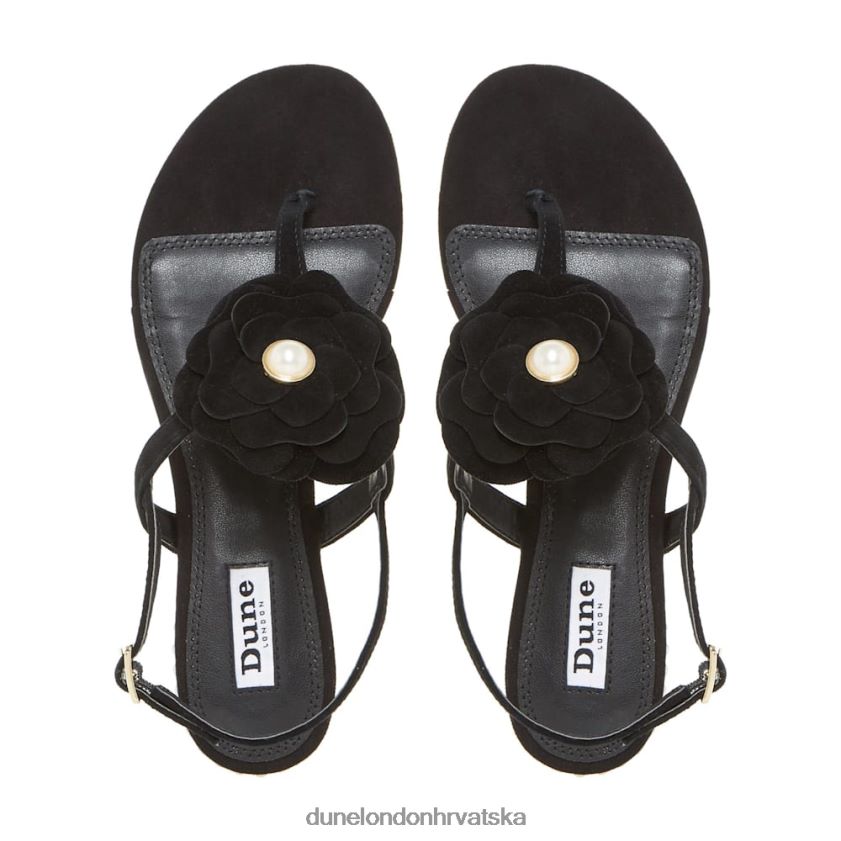 žene sandale s cvjetnim ukrasima na prstima Dune London H2BDNP671 nelle crno