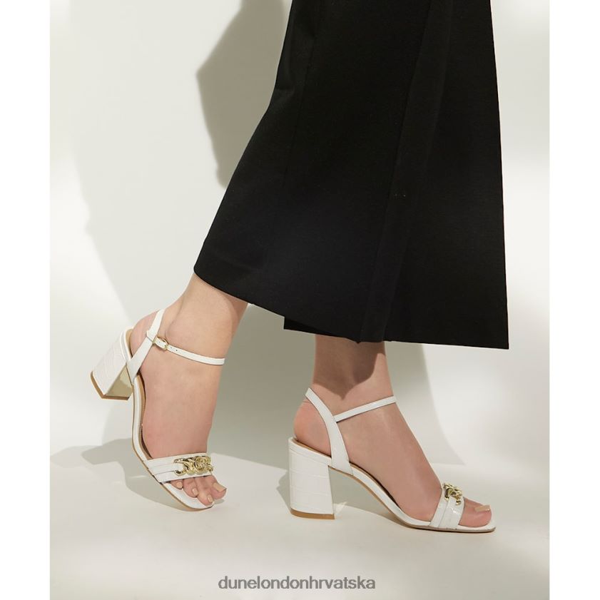 žene brendirane sandale s blok petom s obrubom s lancem Dune London H2BDNP472 priručnik bijela