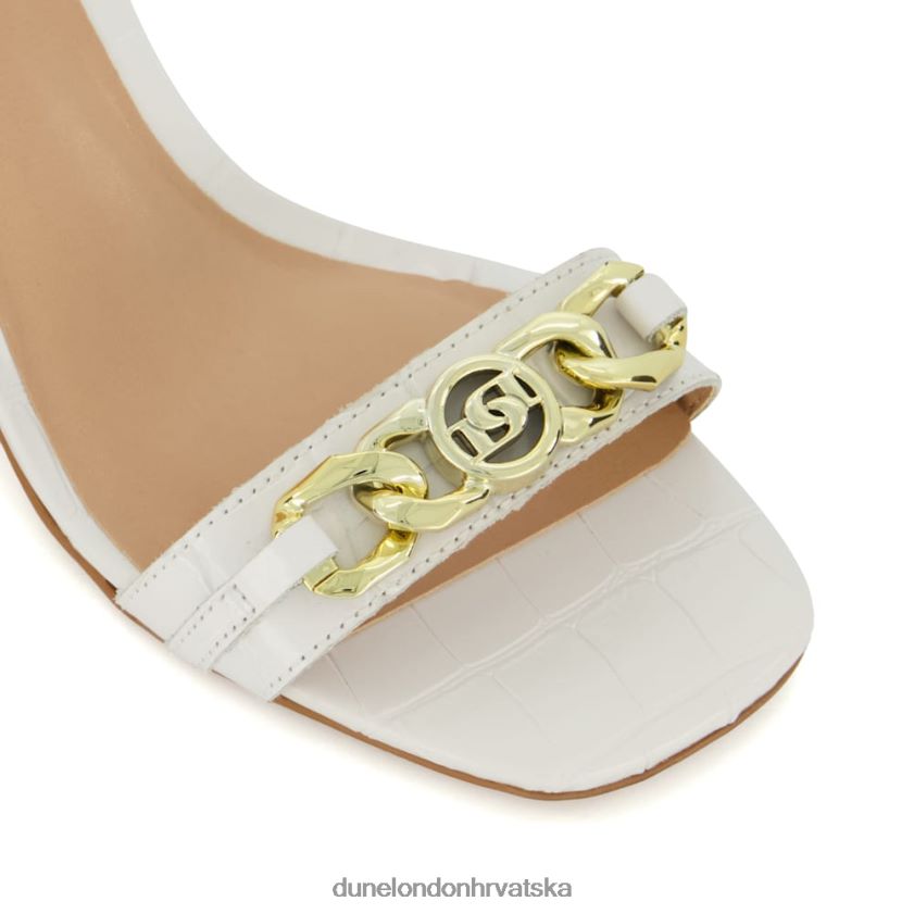 žene brendirane sandale s blok petom s obrubom s lancem Dune London H2BDNP472 priručnik bijela