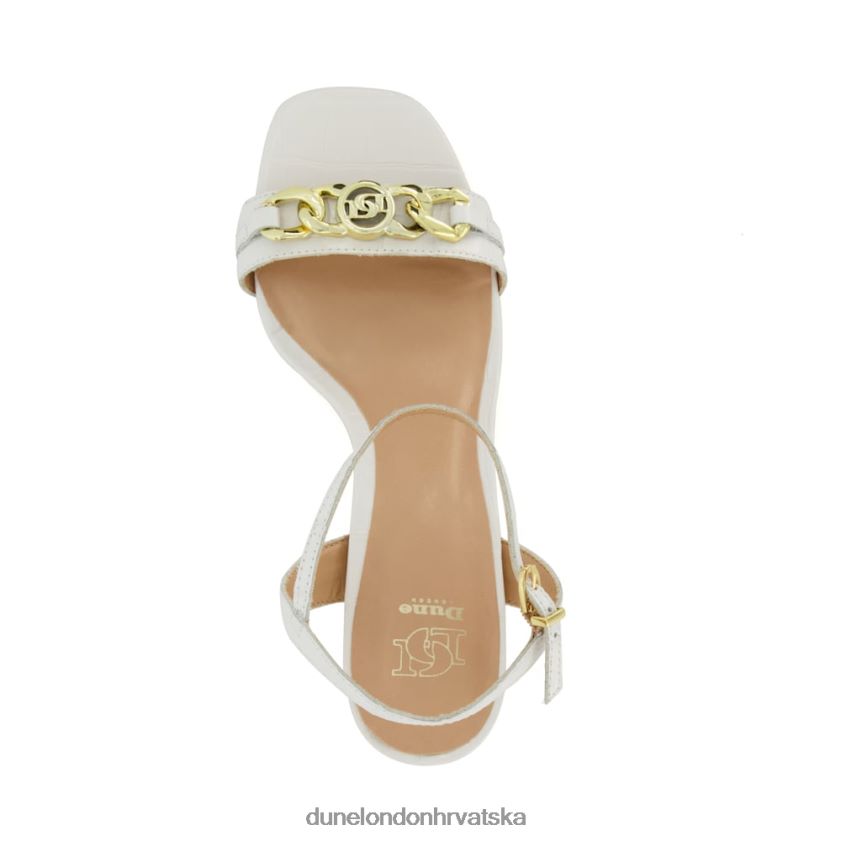 žene brendirane sandale s blok petom s obrubom s lancem Dune London H2BDNP472 priručnik bijela